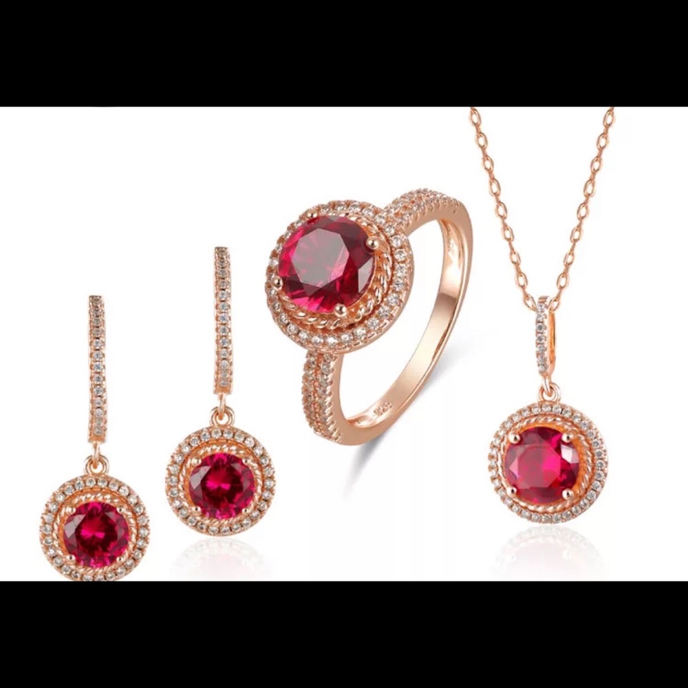 925 sterling silver jewelry set ruby jewelry set